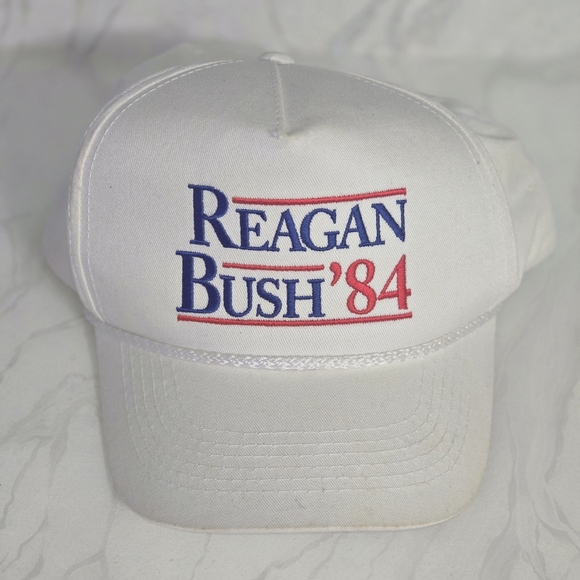 Reagan Bush '84 Presidential Campaign Republican Snap Back Mesh cap. Vintage - Picture 2 of 7